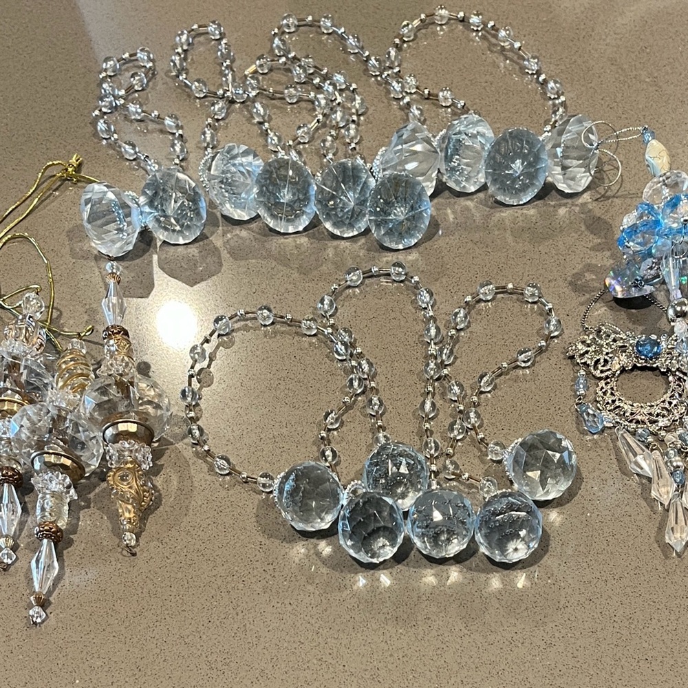 Elegant Silver and Blue Acrylic Crystal Ornaments